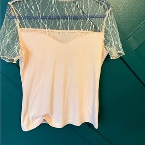 SHEIN Cream Lace Sleeve Blouse